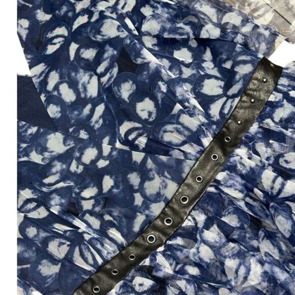 BCBGMAXAZRIA women’s KALEIDOSCOPE navy JEWELS LACE HI-LOW MAXI DRESS size 8 - Picture 4 of 9